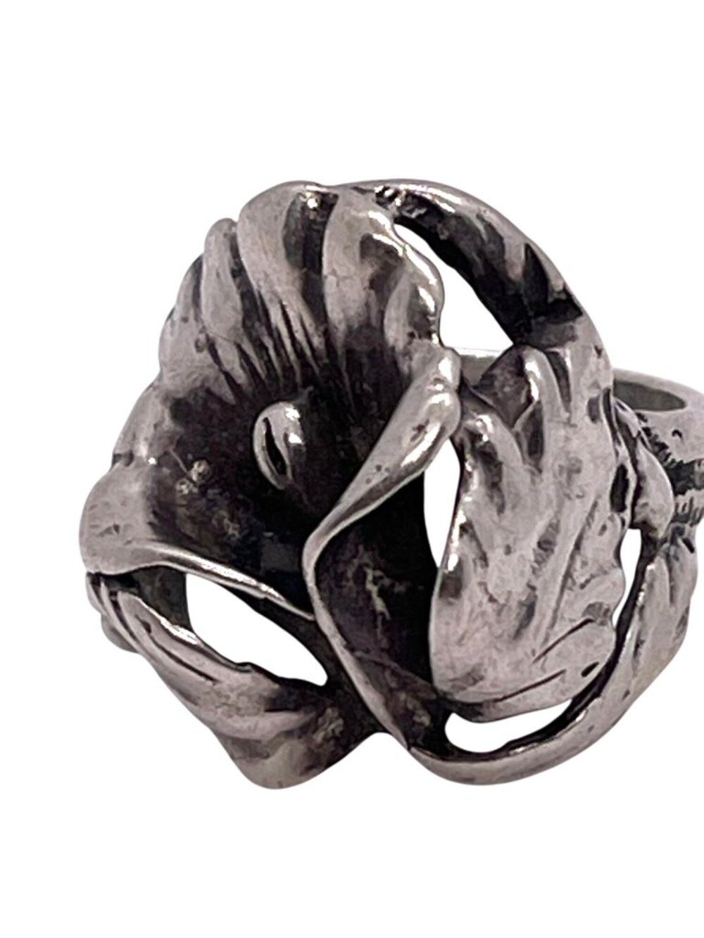 Vintage Sterling Silver Art Nouveau Statement Calla Lily Floral Ring Size 6.5 - Picture 6 of 11